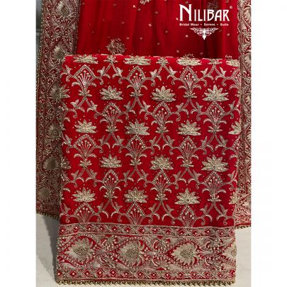 Candy Red  Crepe Unstitched Suit