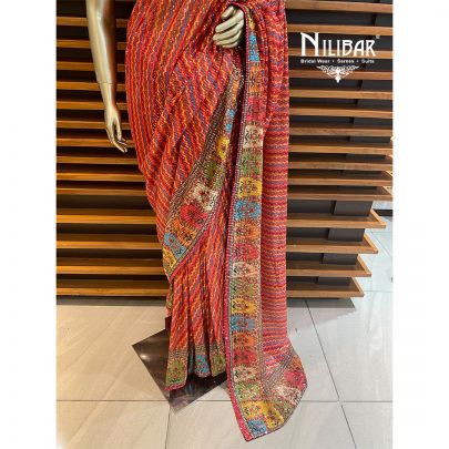 Multicolor Net Printed Saree