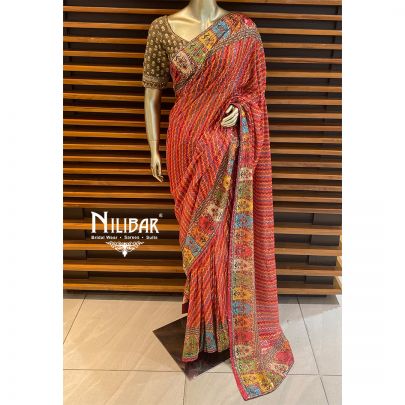 Multicolor Net Printed Saree
