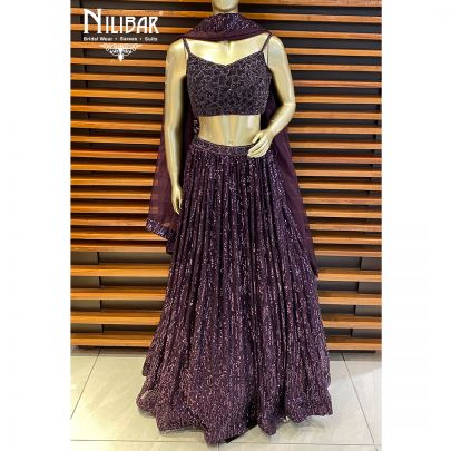 Rasin Purple Net and Organza Lehenga