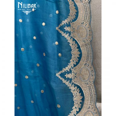 Sky Blue Organza Unstitched Suit