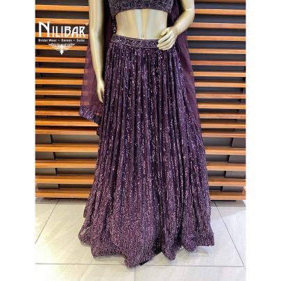 Rasin Purple Net and Organza Lehenga