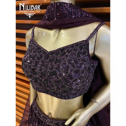 Rasin Purple Net and Organza Lehenga