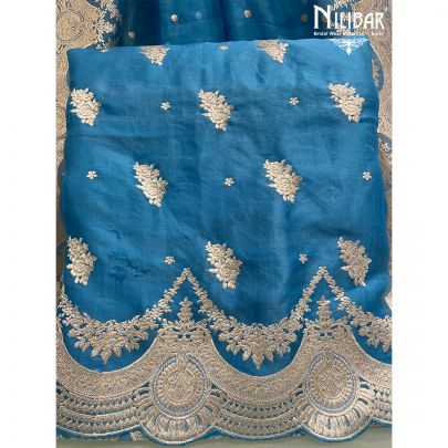 Sky Blue Organza Unstitched Suit