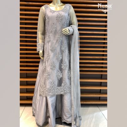 Grey Silk and Tulle Dress