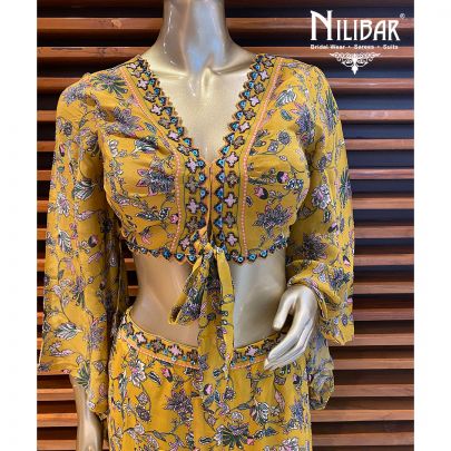 Canary Yellow Chinon Panelled Palazzo Suit