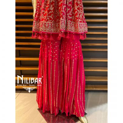 Hot Pink Chinon Peplum Suit's