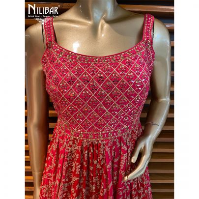 Hot Pink Chinon Peplum Suit's