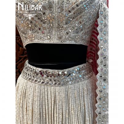 White Georgette and Organza Lehenga