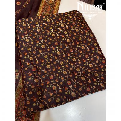 Brown Organic Silk Unstitched Suit 