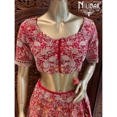 Chilli Red Silk Bridal Lehenga