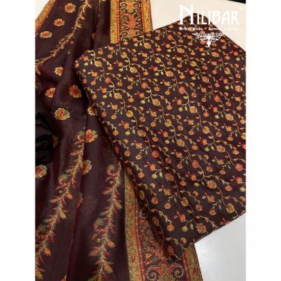 Brown Organic Silk Unstitched Suit 