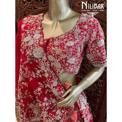 Chilli Red Silk Bridal Lehenga