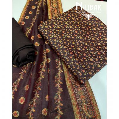Brown Organic Silk Unstitched Suit 