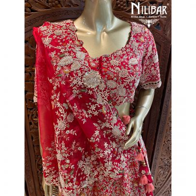 Chilli Red Silk Bridal Lehenga