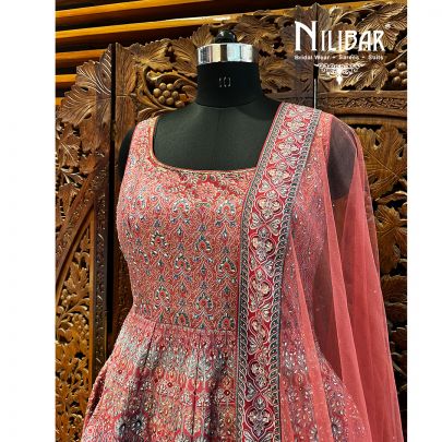 Rust Silk and Net Lehenga