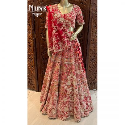 Chilli Red Silk Bridal Lehenga