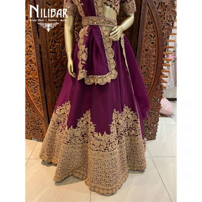 Grape Purple Silk Bridal Lehenga