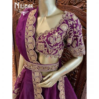 Grape Purple Silk Bridal Lehenga
