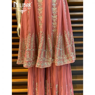 Rose Pink Georgette Peplum Suit