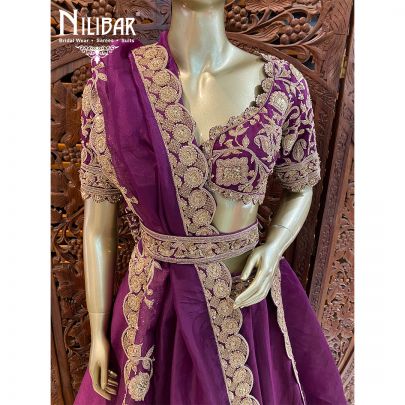 Grape Purple Silk Bridal Lehenga