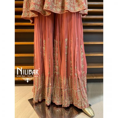 Rose Pink Georgette Peplum Suit