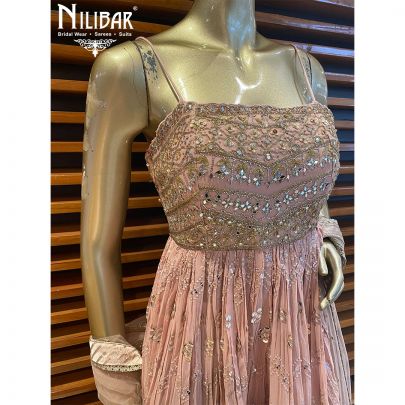 Salmon Pink Georgette Dhoti and Peplum Set
