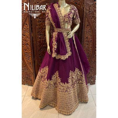 Grape Purple Silk Bridal Lehenga