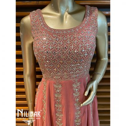 Rose Pink Georgette Peplum Suit