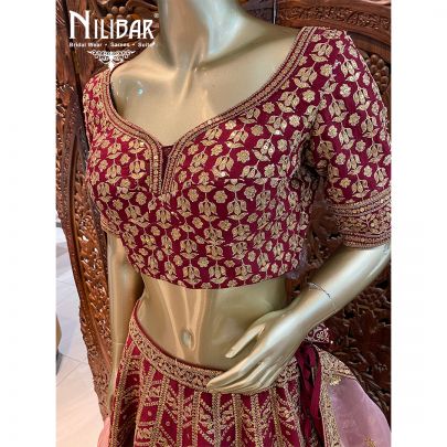 Mehroon and Pink Bridal Lehenga