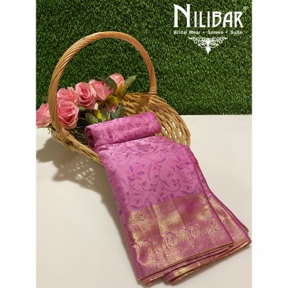 Lilac Silk Banarasi Saree