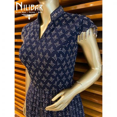 Midnight Blue Georgette Peplum Suit