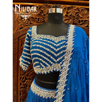 Navy Blue Georgette Lehenga