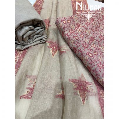 Mushroom Gray Organic Silk Unstitched Suit 