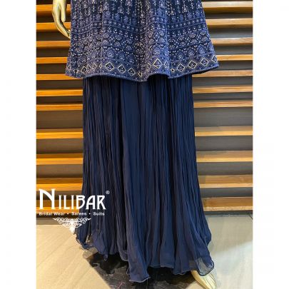 Midnight Blue Georgette Peplum Suit