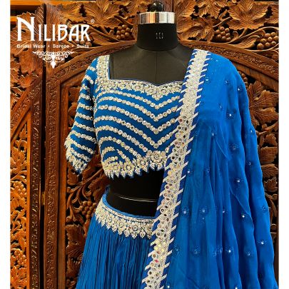 Navy Blue Georgette Lehenga