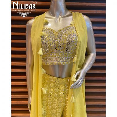Lemon Green Georgette Palazzo Suit