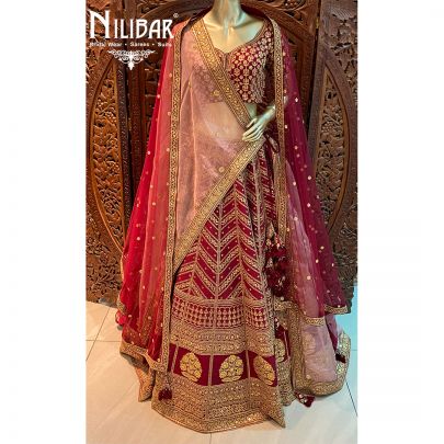 Mehroon and Pink Bridal Lehenga
