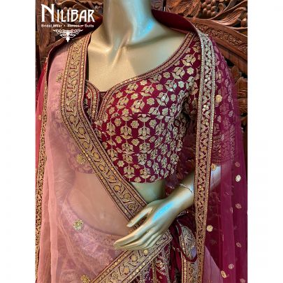 Mehroon and Pink Bridal Lehenga