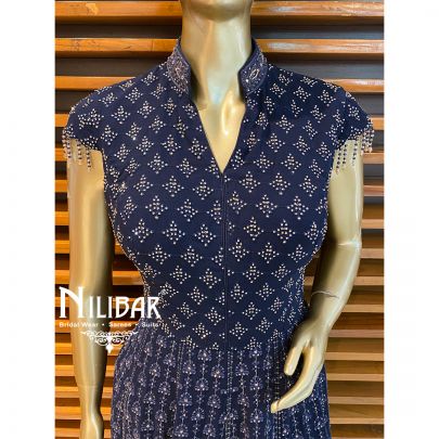 Midnight Blue Georgette Peplum Suit