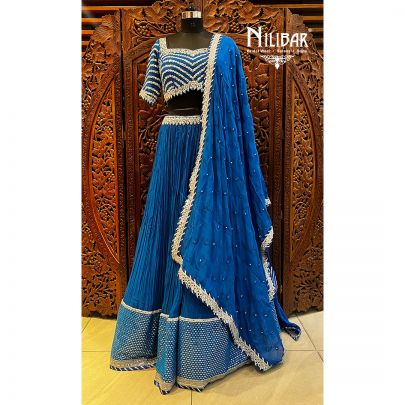 Navy Blue Georgette Lehenga
