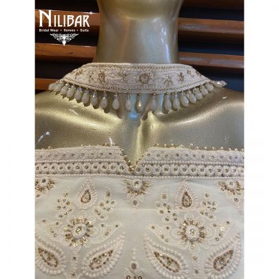 Pearl White Georgette Palazzo Suit
