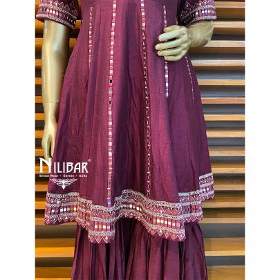Wine Silk Peplum Suit