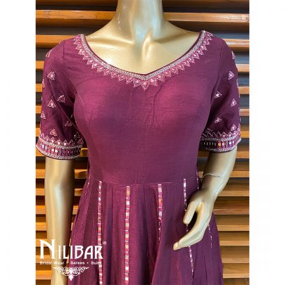 Wine Silk Peplum Suit