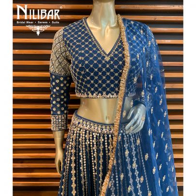 Space Blue Georgette Lehenga