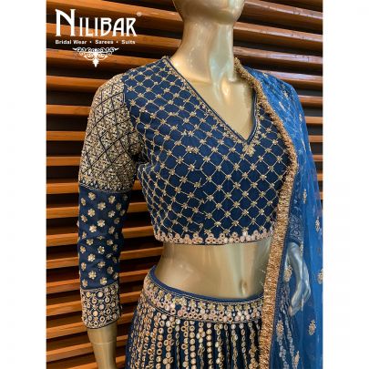 Space Blue Georgette Lehenga