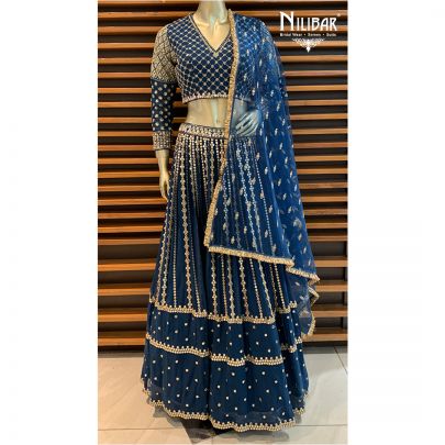 Space Blue Georgette Lehenga
