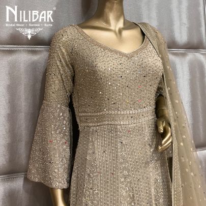 Ombre Olive Green Georgette Anarkali Suit