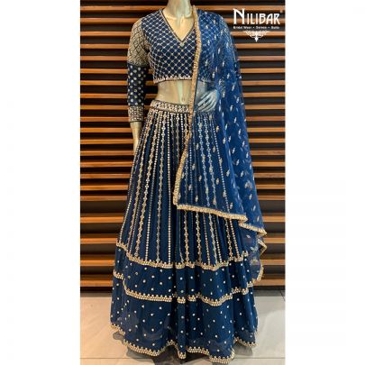 Space Blue Georgette Lehenga