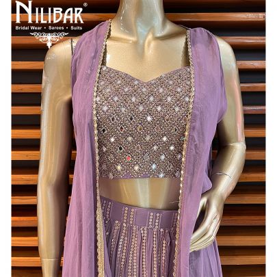 Lavender Georgette Indo Western Jacket Style Suit